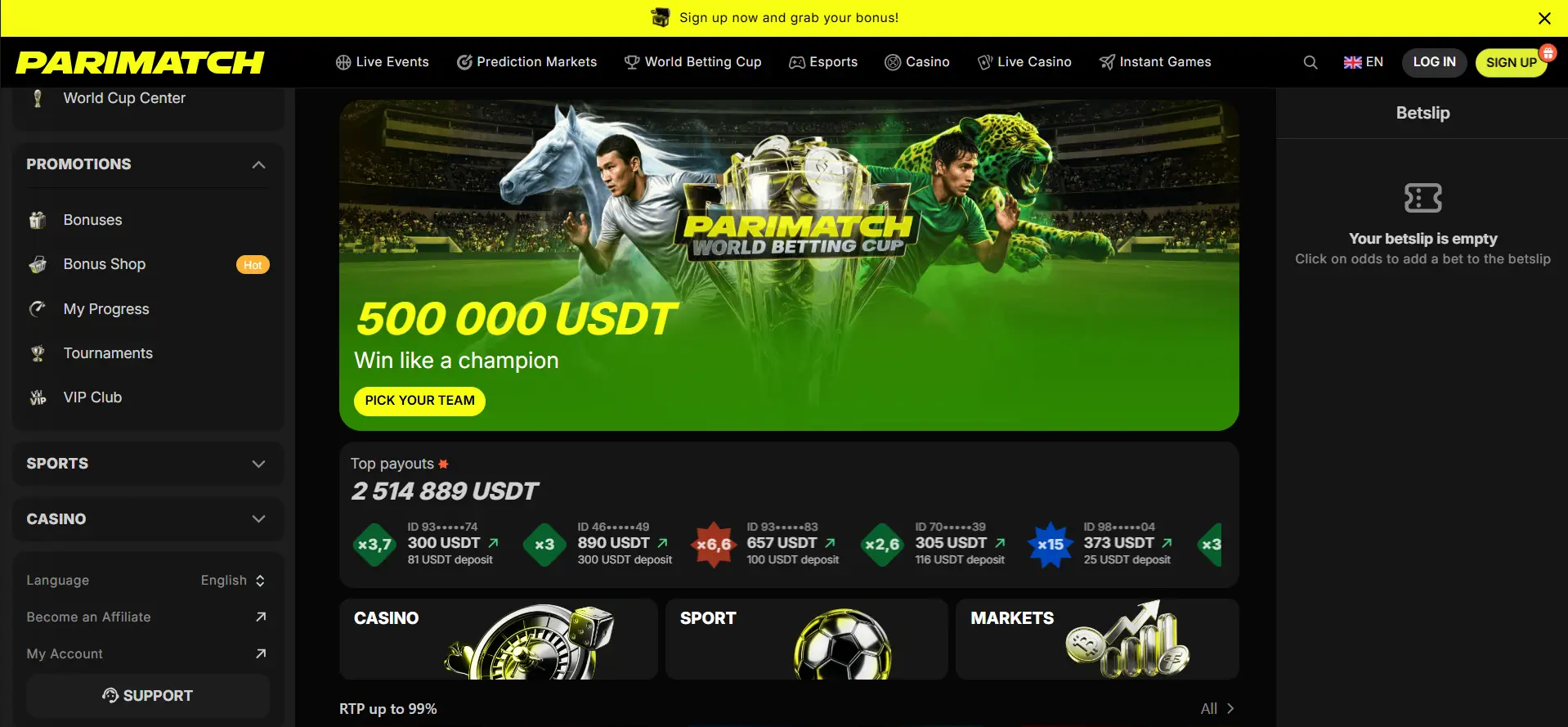 Parimatch screenshot 1